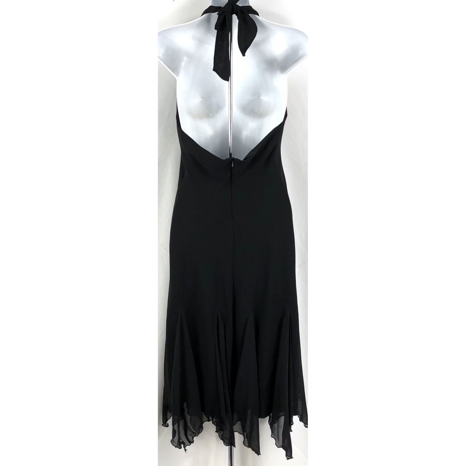 Vintage S.L. Fashions Halter Cocktail Dress Gown 12 Blk Handkerchief Hem Beads Whimsigoth Dress Female Womens Black 90s Formal Party/Cocktail Size XL / US 12-14 / IT 48-50 - 3 Thumbnail