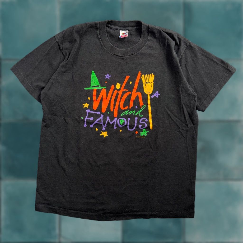 Fruit Of The Loom VTG 90s Witch and Famous Halloween T Shirt XL Peacock Papers Boston USA Made Size US XL / EU 56 / 4 - 1 Thumbnail