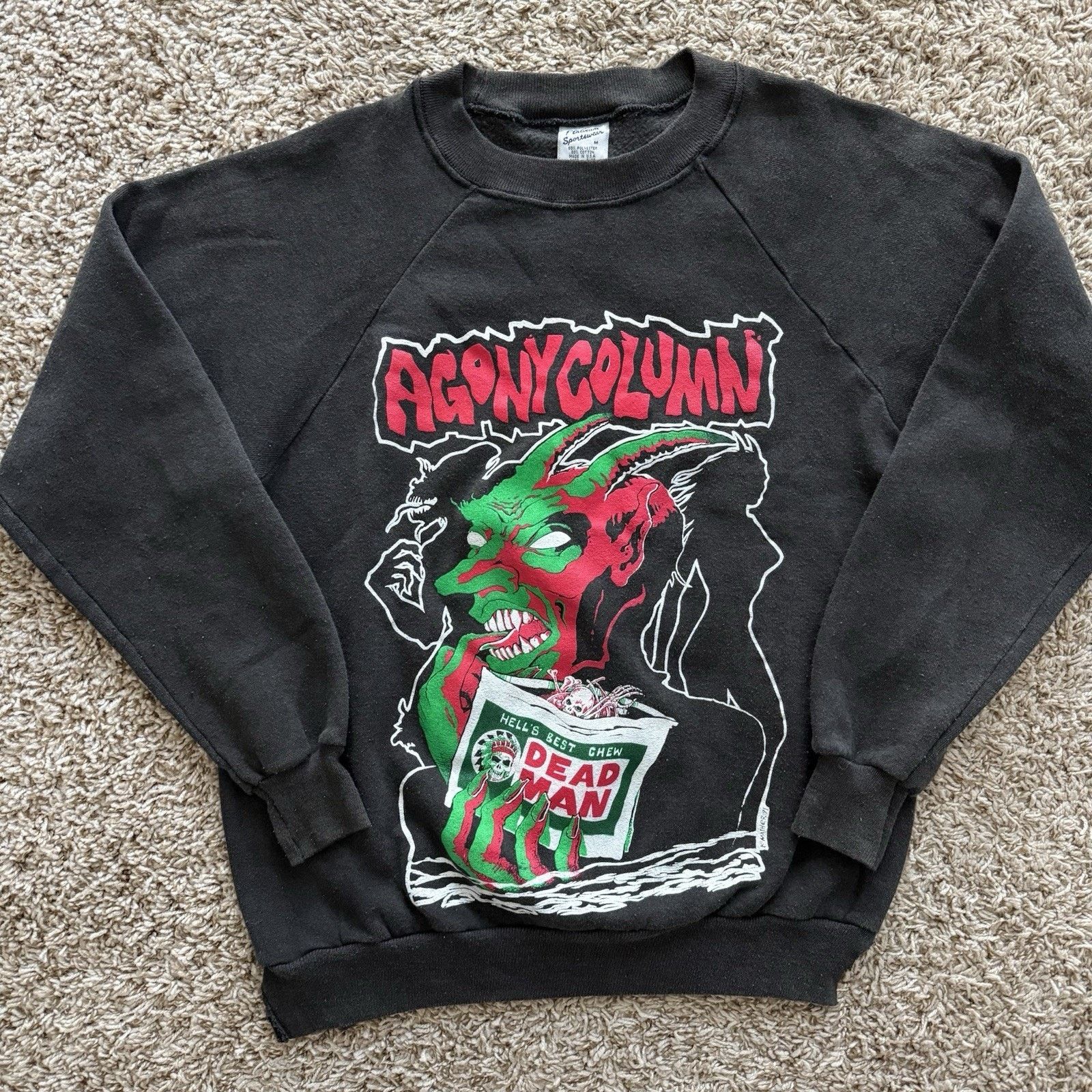 Vintage Vintage Agony Column Band Black Sweatshirt Hells Best Size M Size US M / EU 48-50 / 2 - 1 Thumbnail