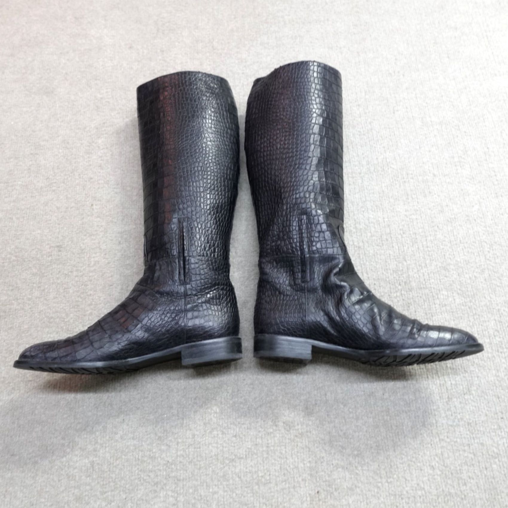 Stuart Weitzman Stuart Weitzman Boots 7.5 Black Crocodile Embossed Equestrian Over the Knee Riding Boot Womens 7.5 Black Leather Synthetic Outsole Fall Winter Size US 8 / IT 38 - 7 Thumbnail