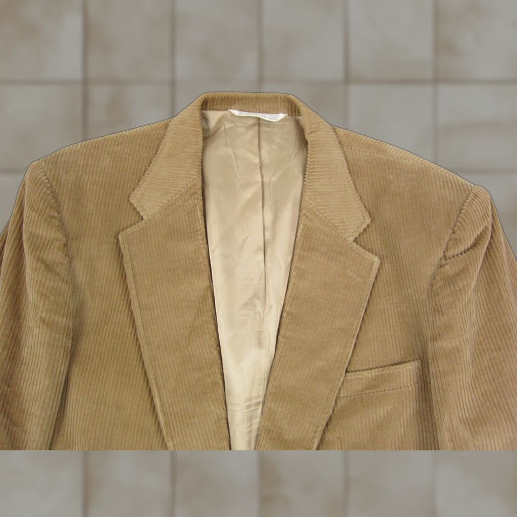 Lands' End VINTAGE Lands' End Blazer Jacket Mens 46L Corduroy Brown 90s Elbow Patch Button Front Fall Spring Pockets Casual Business Mens Size 46R - 1 Thumbnail