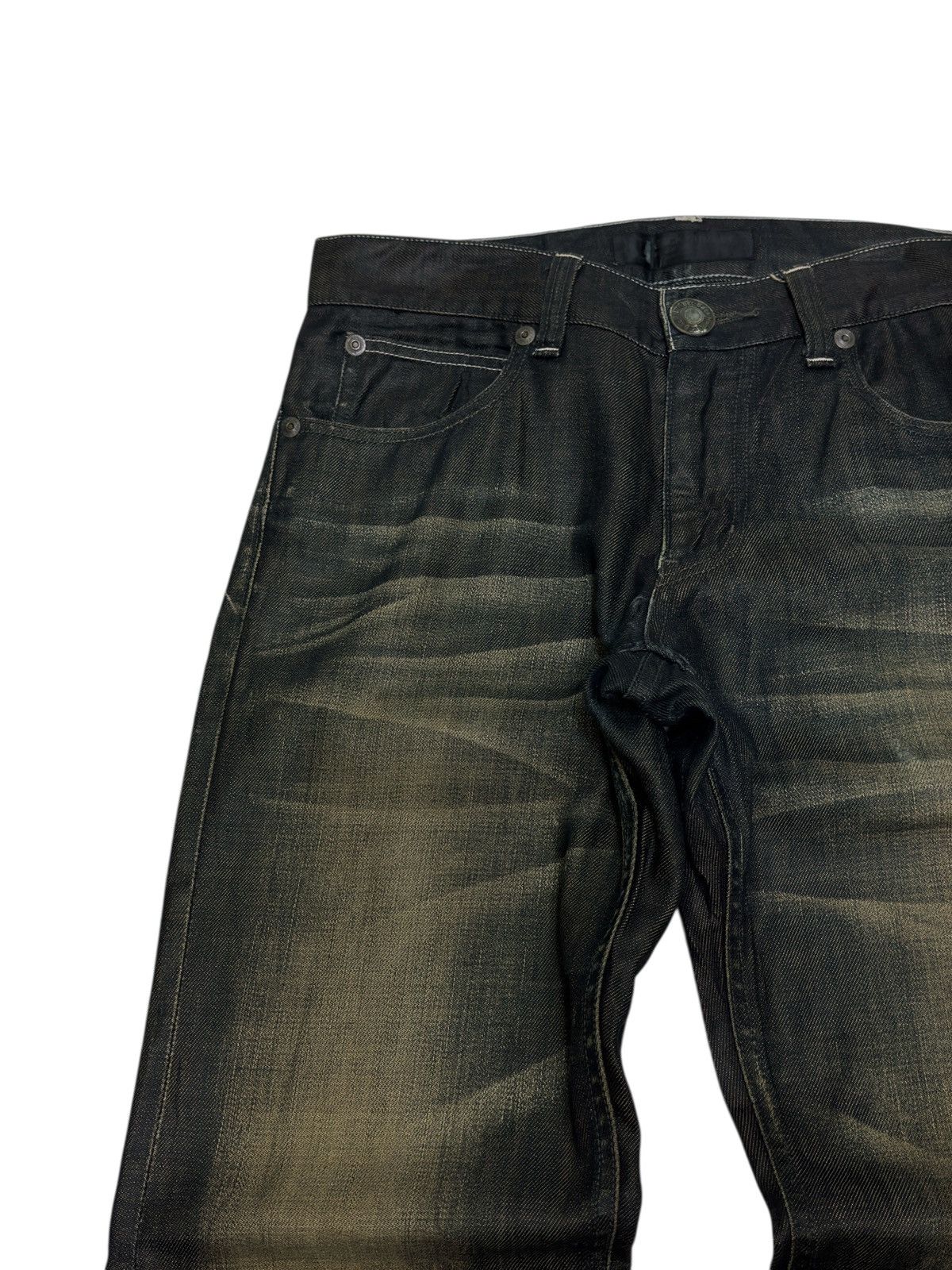 If Six Was Nine Back Number Waxed Black Jeans Coated Denim Straight Fit Size US 32 / EU 48 - 4 Thumbnail
