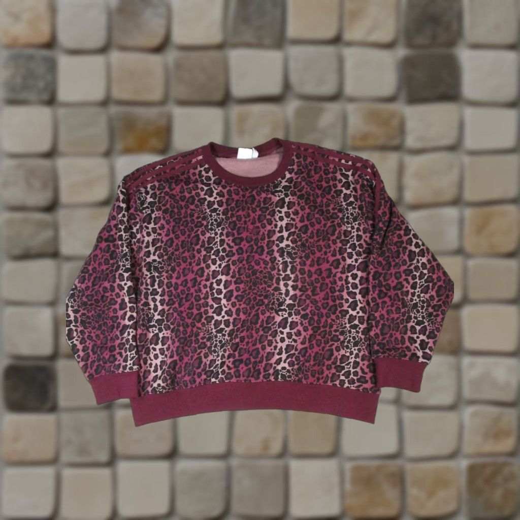 Adidas Adidas Sweatshirt Womens Small Burgundy Animal Print Pullover Activewear Size S / US 4 / IT 40 - 1 Thumbnail