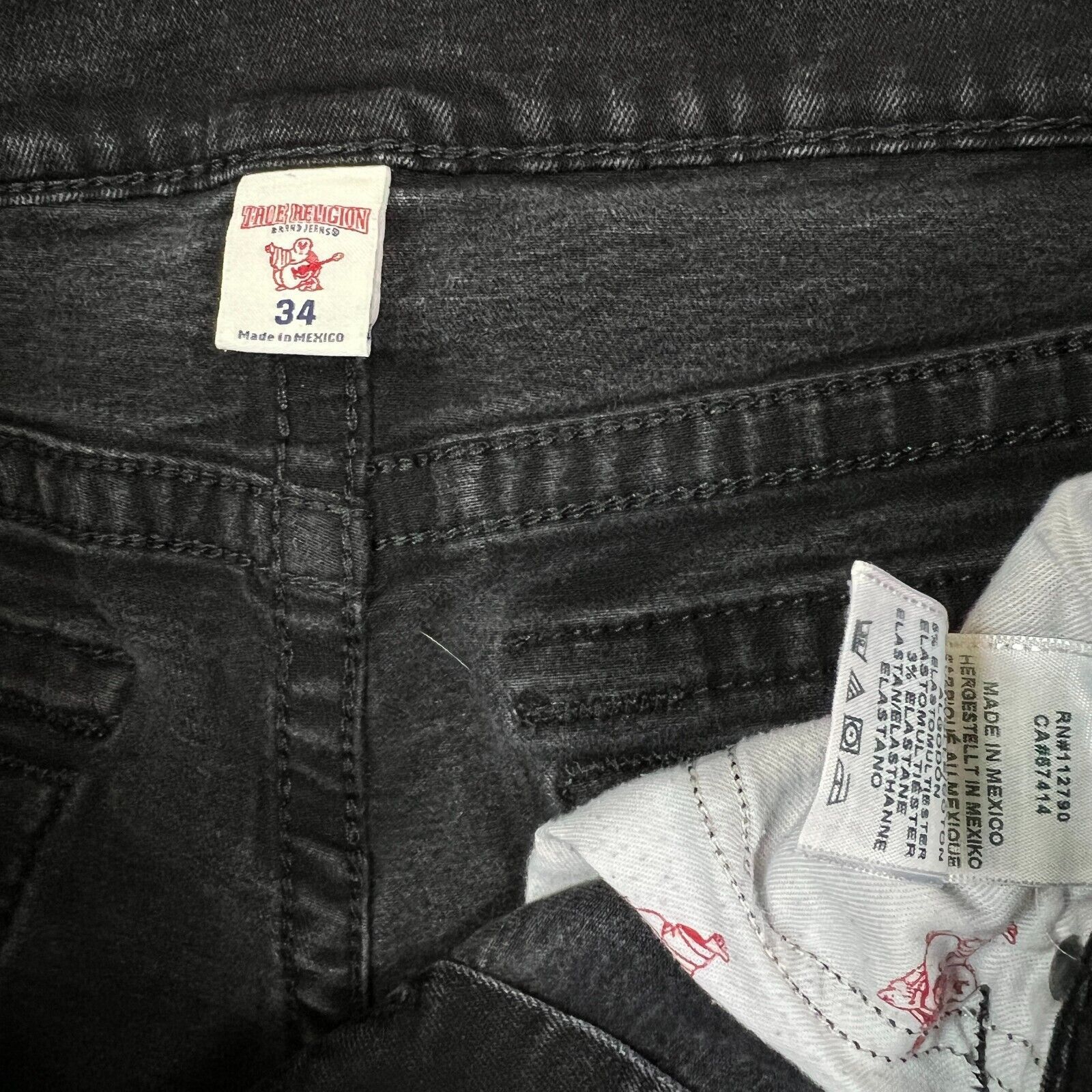 True Religion × Vintage True Religion Jeans 34x25 World Tour Skinny Flap Denim Pants Size US 34 / EU 50 - 9 Thumbnail