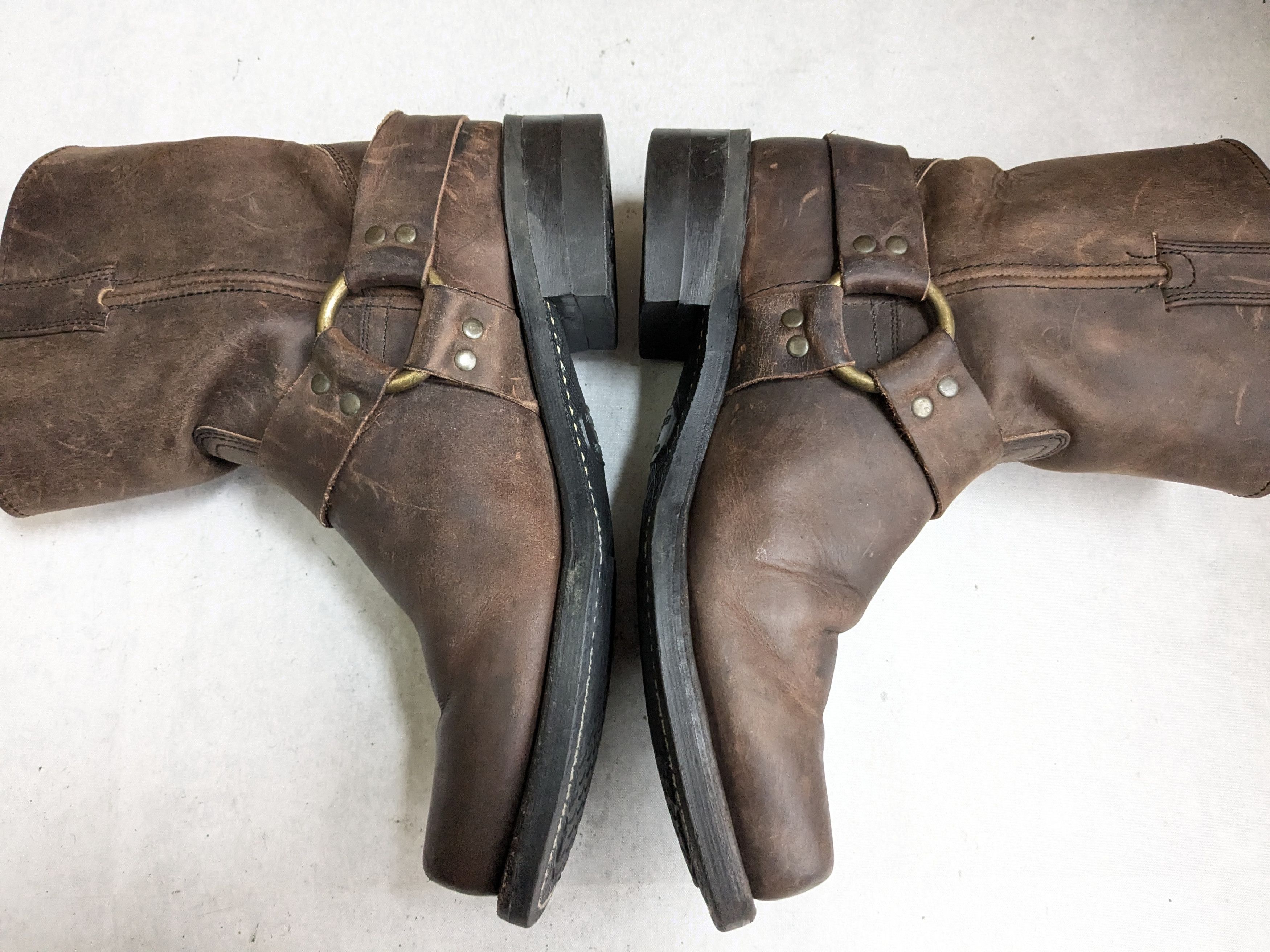 Frye Frye Harness Boots Brown 10.5 M Leather Buckle Strap Size US 10.5 / EU 43-44 - 8 Thumbnail