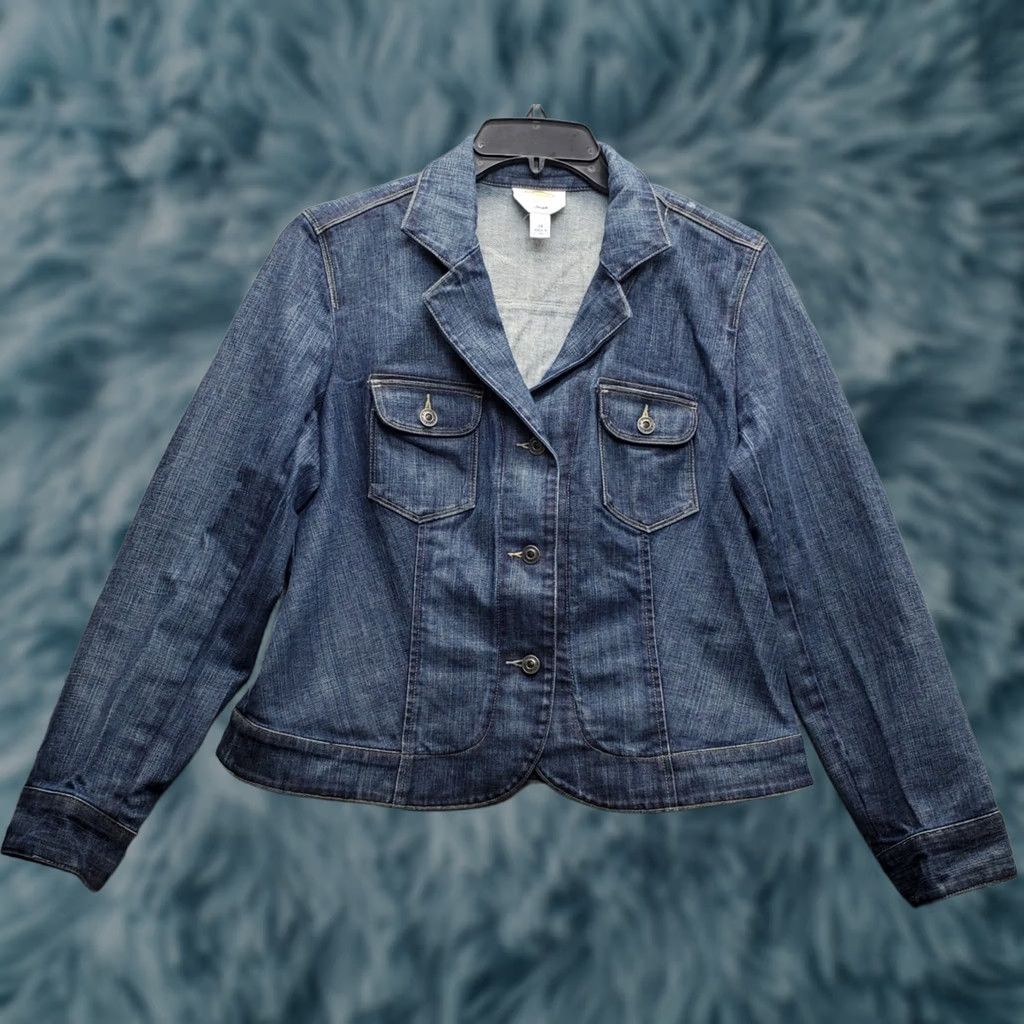 Talbots Talbots Blazer Jacket Womens 14 Blue Denim Stretch Notch Lapel Button Front Shirt Womens Size 14 Talbots Blue Denim Stretch Blazer Size XL / US 12-14 / IT 48-50 - 1 Thumbnail