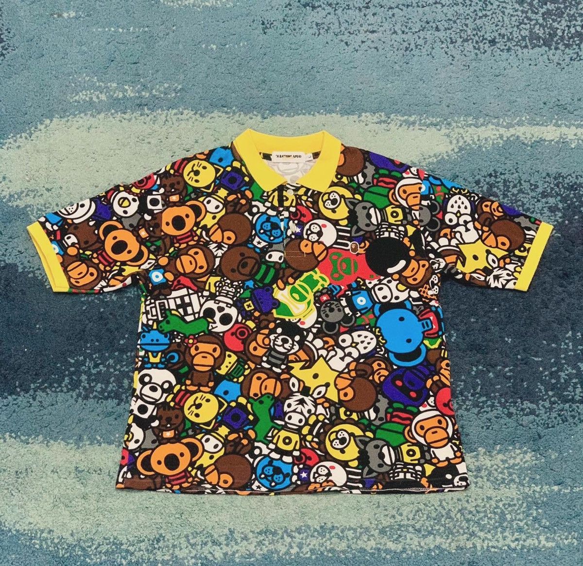 image of A Bathing Ape Bape Animal Polo Shirt in Yellow, Men's (Size Large)