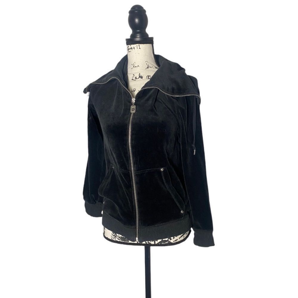 Michael Kors Michael Kors Black Velour Zip Up Sweatshirt Women’s Size M M Size M / US 6-8 / IT 42-44 - 2 Thumbnail