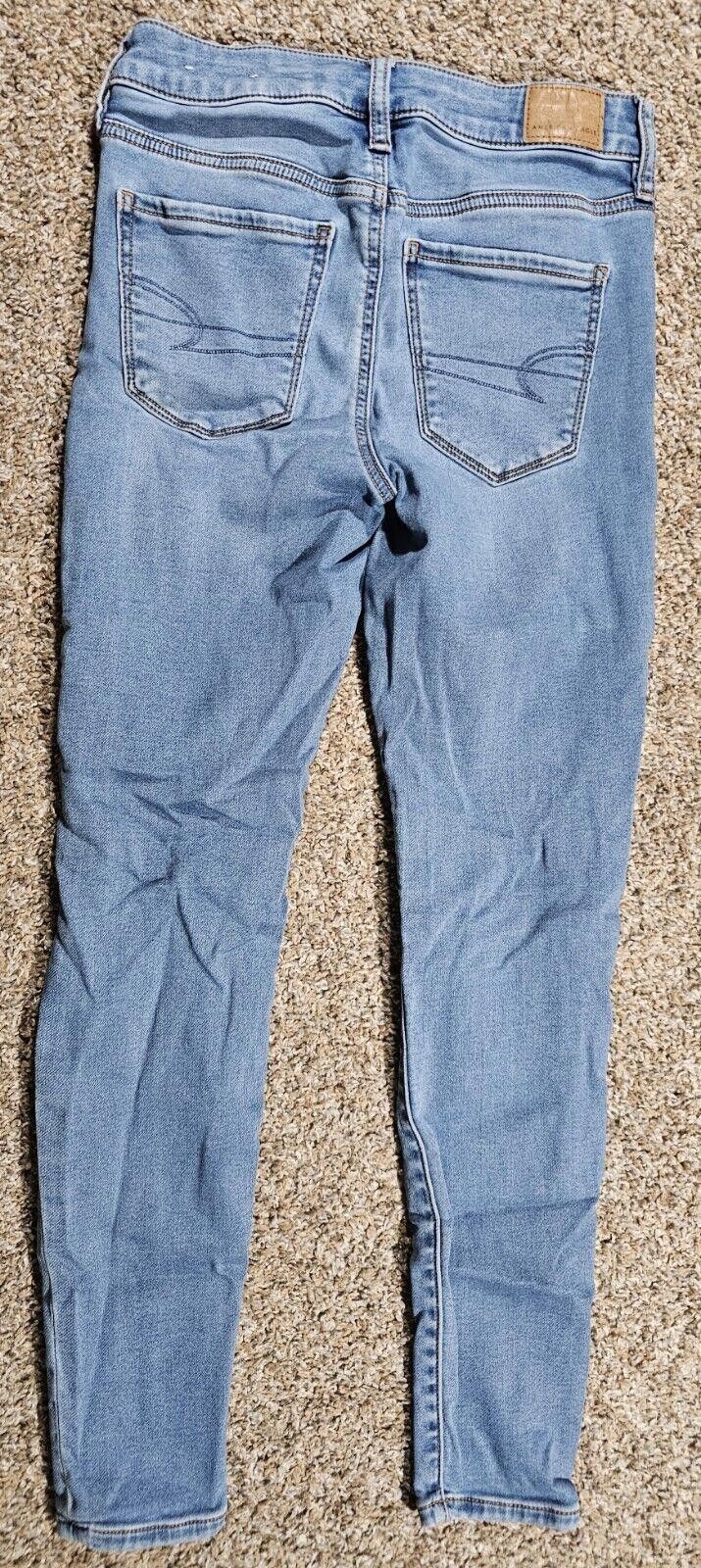 Designer American Eagle Next Level Stretch Blue Rip Destroyed Jeans 4 Size 27" / US 4 / IT 40 - 7 Thumbnail