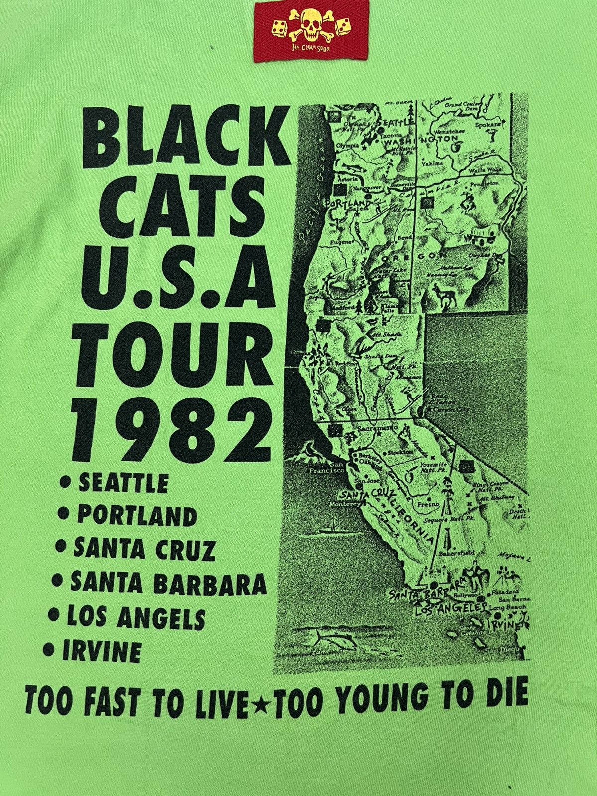 Other Cream Soda Black Cats USA Tour 1982 Neon Green T-Shirt Size US M / EU 48-50 / 2 - 5 Thumbnail