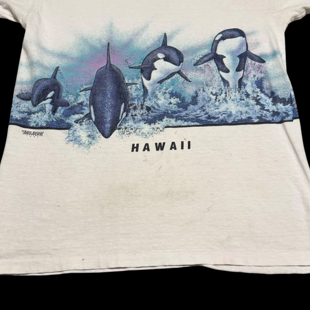 Vintage Oneita Hawaii Orca Ocean Wrap Around Stained Shirt Men's M Size US M / EU 48-50 / 2 - 2 Thumbnail