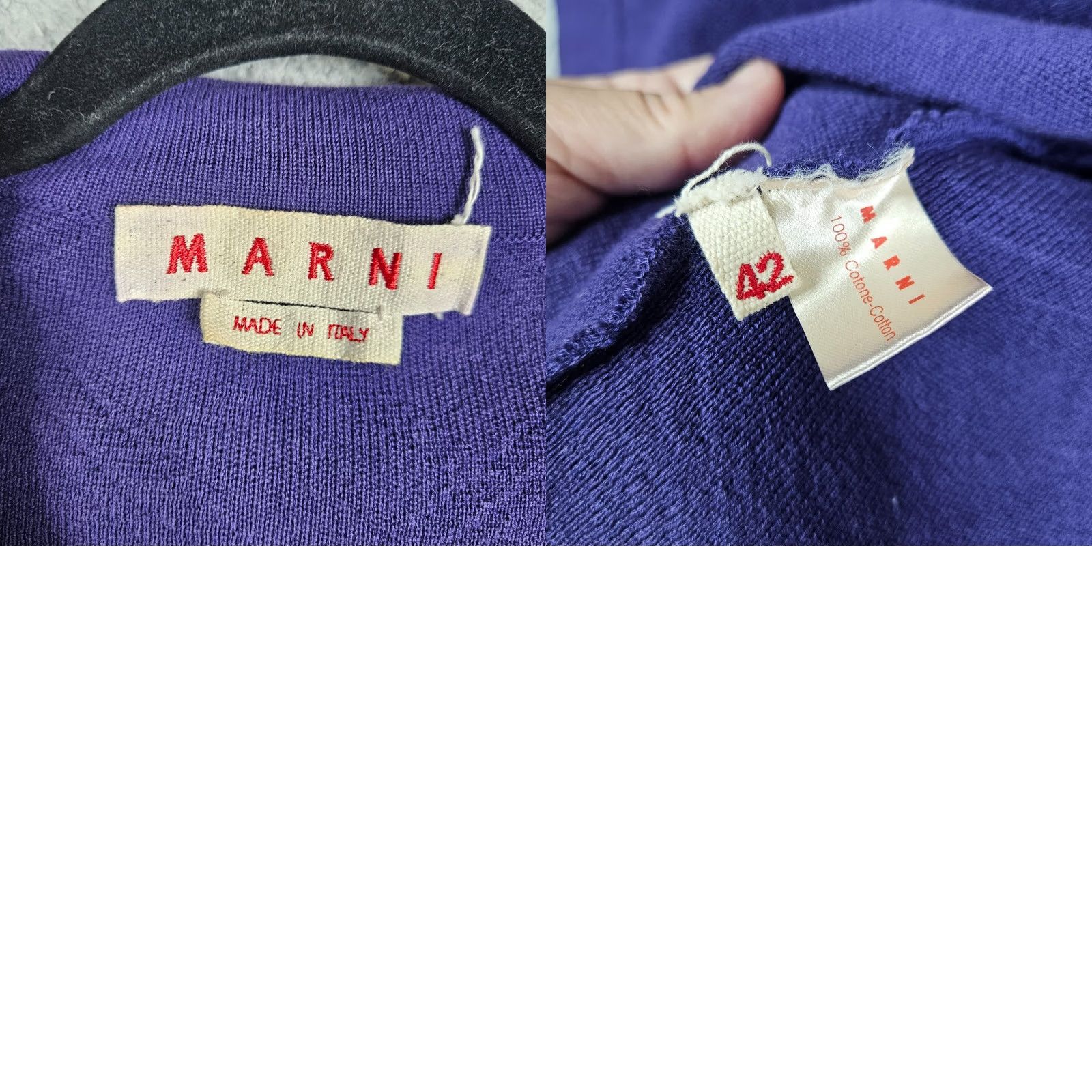 Vintage MARNI Women’s 100% Cotton Purple Open front Cardigan Sweater Size 42 Ladies Purple Knit Long Sleeve V-Neck Casual Workwear Vintage: No Size M / US 6-8 / IT 42-44 - 8 Thumbnail