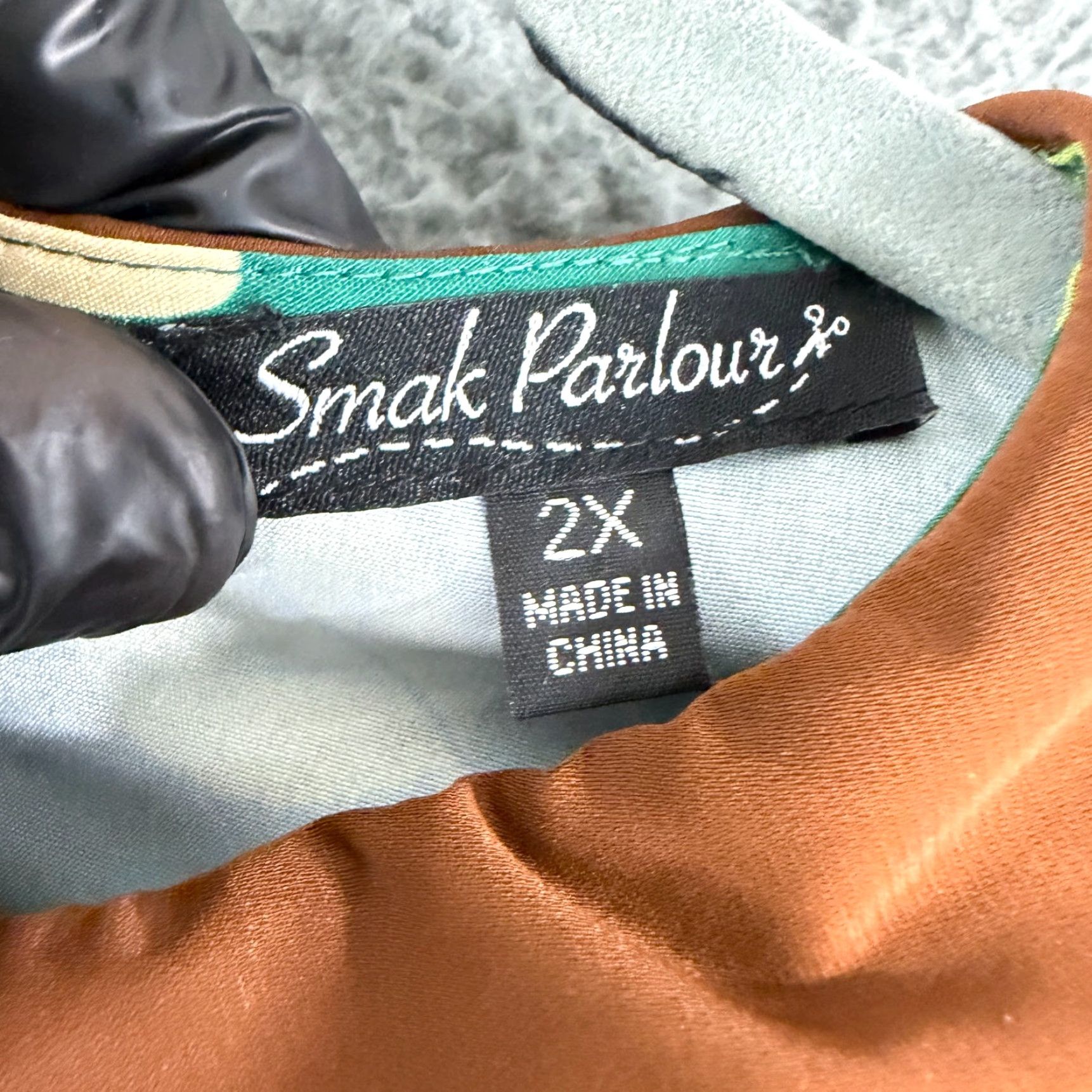 Etro Smak Parlour Dress Womens Size 2X Green Mushroom Peter Pan Collar Smocked Retro Dress City Classic Vintage: No Size XXL / US 16-18 / IT 52-54 - 7 Thumbnail