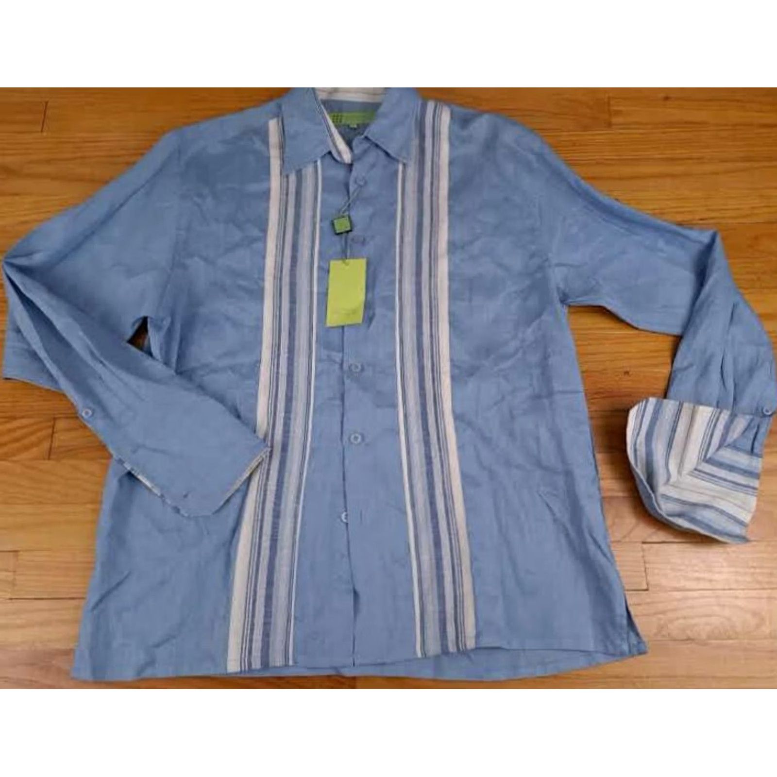 X-LARGE NWT Vintage Linen Shirt - Long Sleeve, XL, Blue, Button-Up, Maxini, Collar, 100% 31in, 26in Size US XL / EU 56 / 4 - 3 Thumbnail