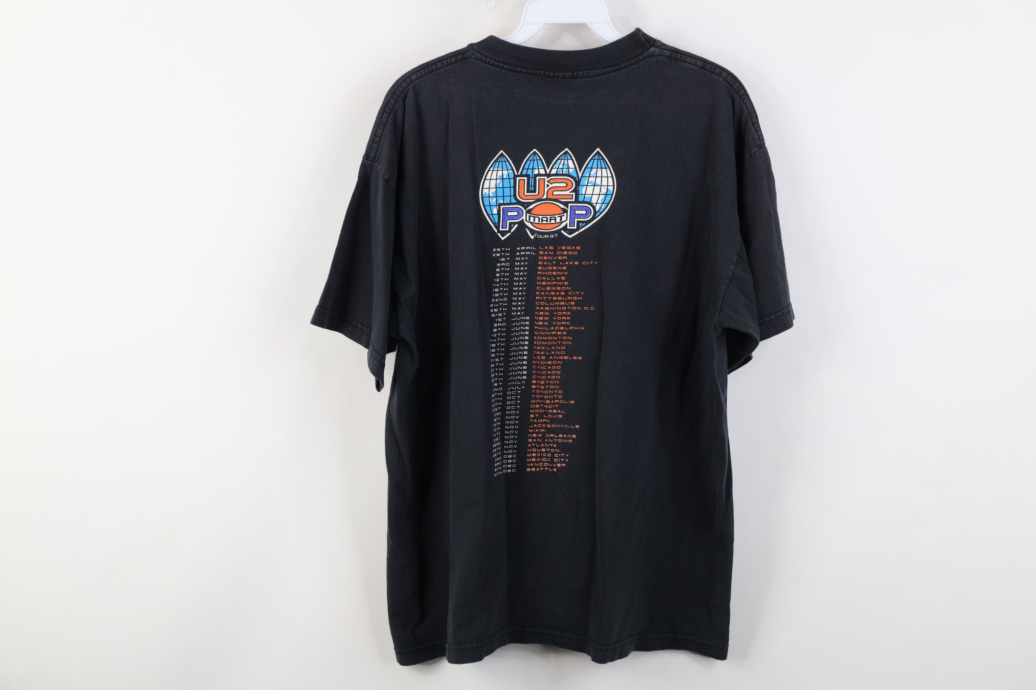 Vintage Vintage 90s 1997 Pop Mart Tour U2 Band Short Sleeve T-Shirt Size US XL / EU 56 / 4 - 16 Thumbnail
