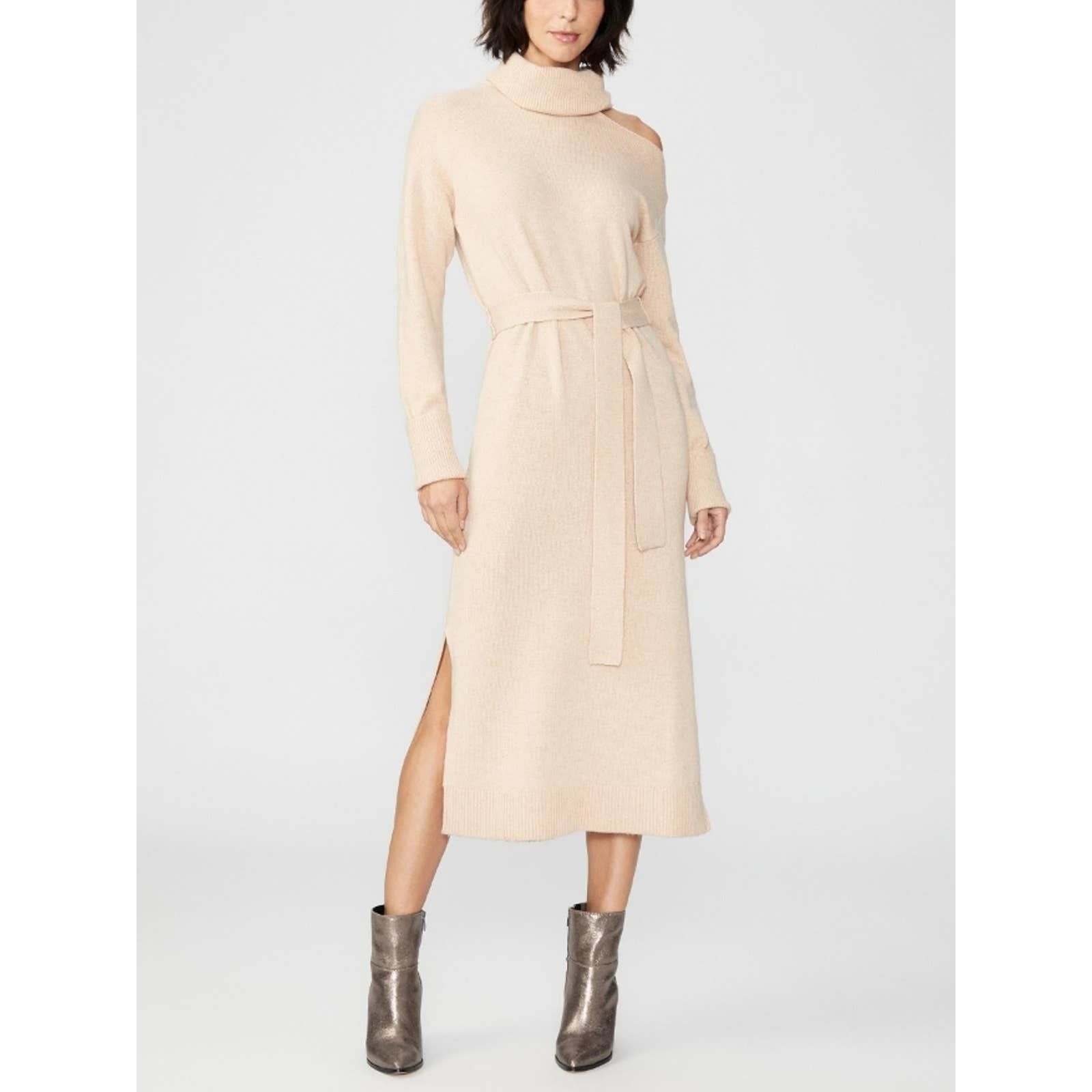 image of Paige Raundi Turtle Neck Wool Blend Sweaterdress - /beige, Women's (Size Medium)
