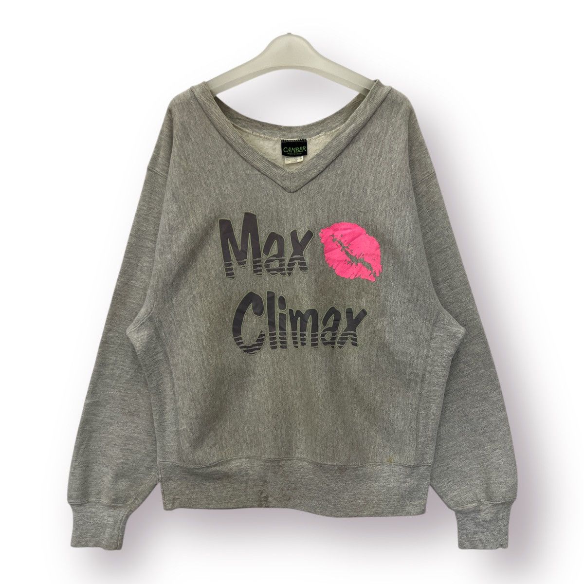 Camber × Vintage 🔥 Vintage 90's Made in USA Camber Max Climax V-Neck sweat Size US L / EU 52-54 / 3 - 1 Thumbnail