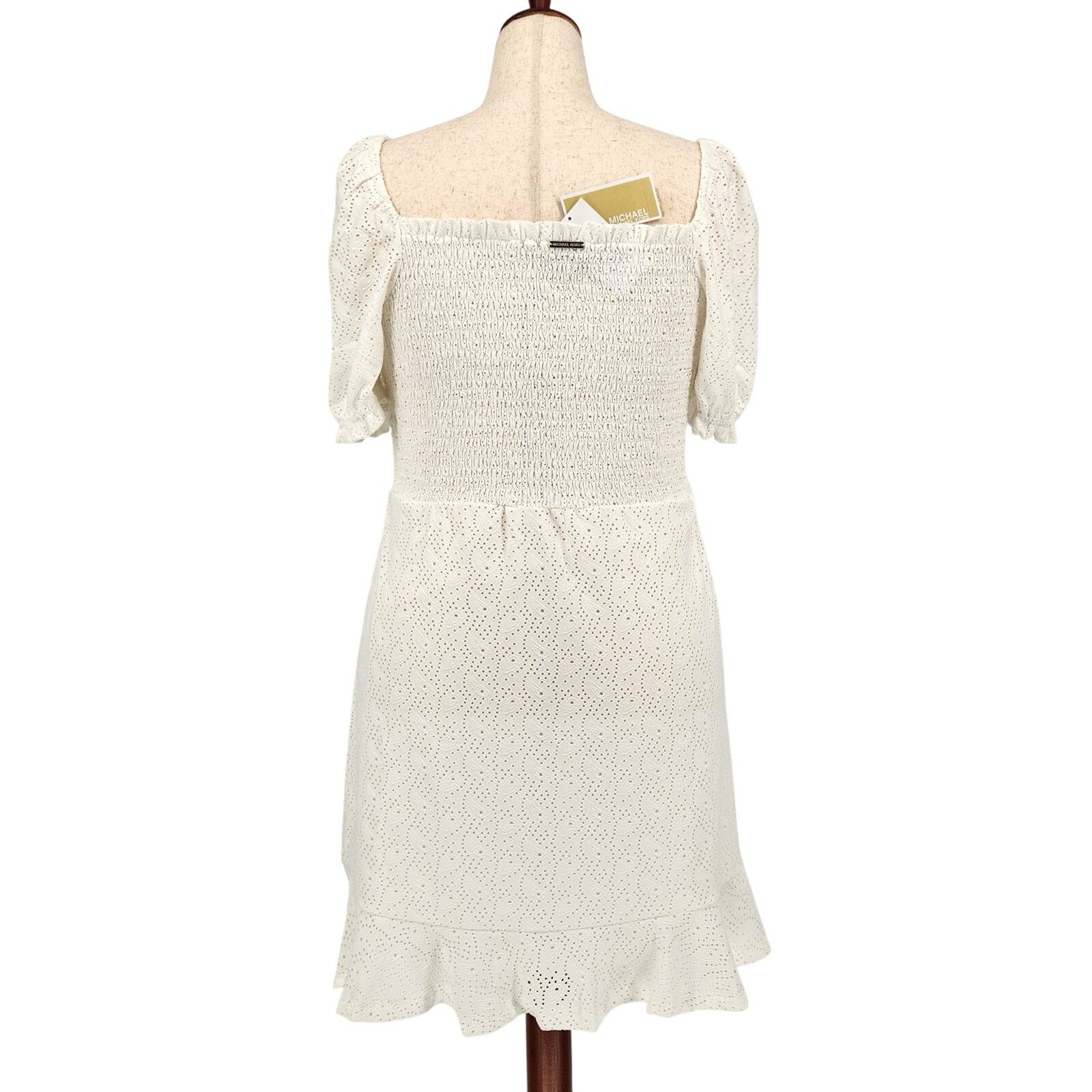 Michael Kors Michael Kors Women White Eyelet Jersey Peasant Dress Size XL Size XL / US 12-14 / IT 48-50 - 6 Thumbnail