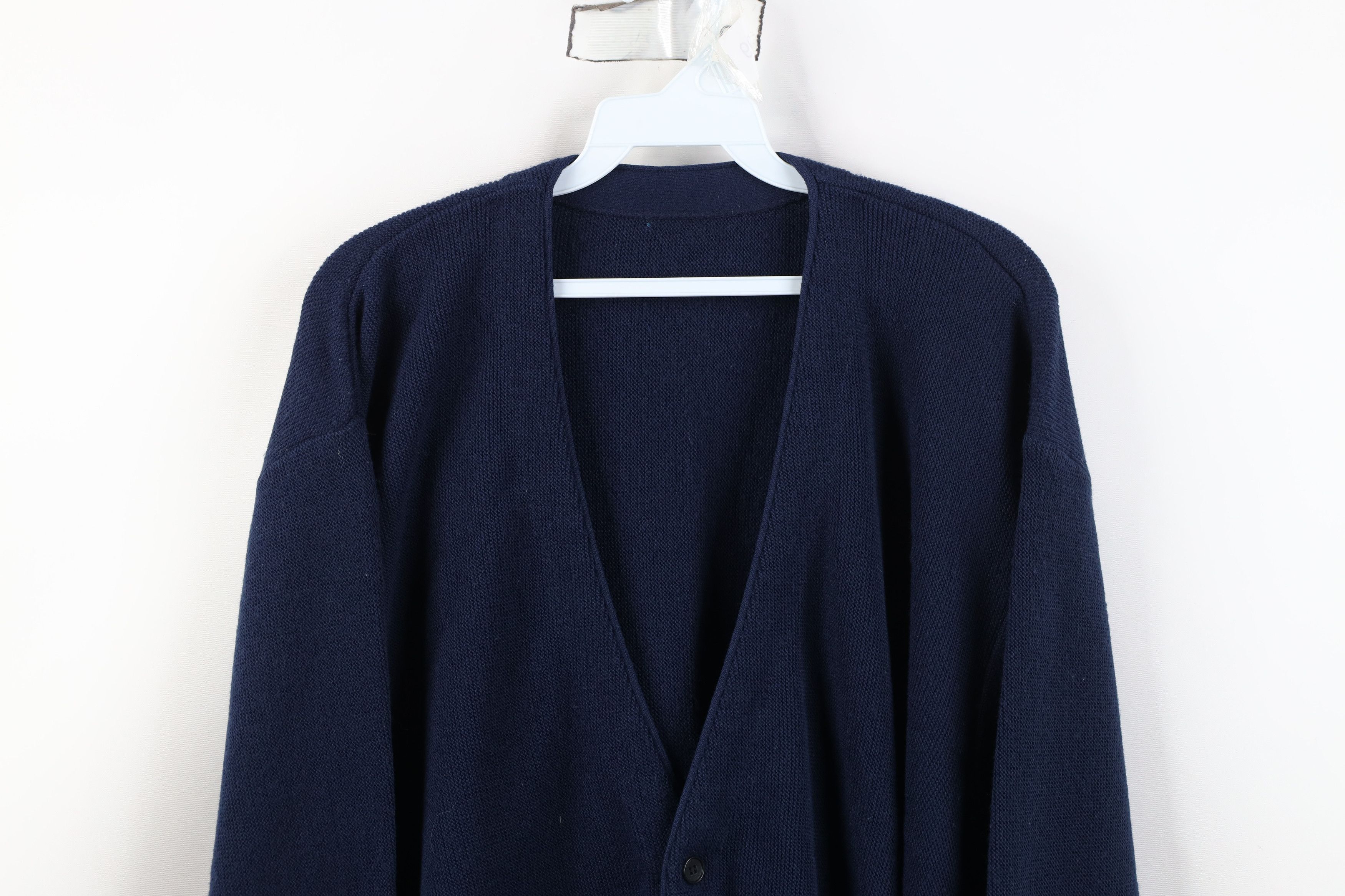 Vintage Vintage 70s Streetwear Cobain Cardigan Sweater Navy Blue Size US XXL / EU 58 / 5 - 2 Thumbnail