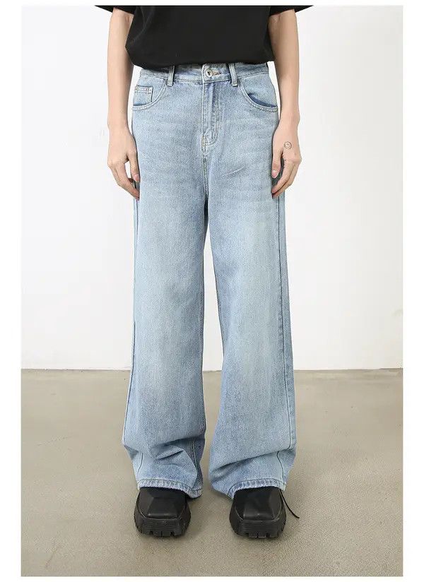 Japanese Brand Vinage simple light blue straight casual jeans Size US 32 / EU 48 - 1 Thumbnail