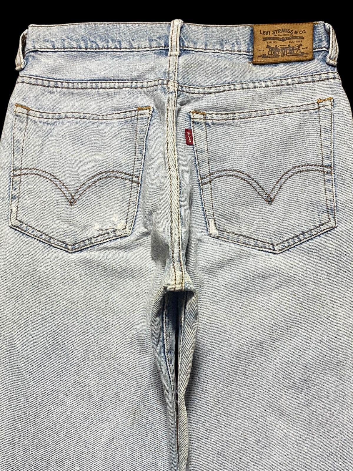 Levi's Vintage Clothing Vintage Levis 525 Light Wash Patched Distressed Jeans Size US 29 - 4 Thumbnail