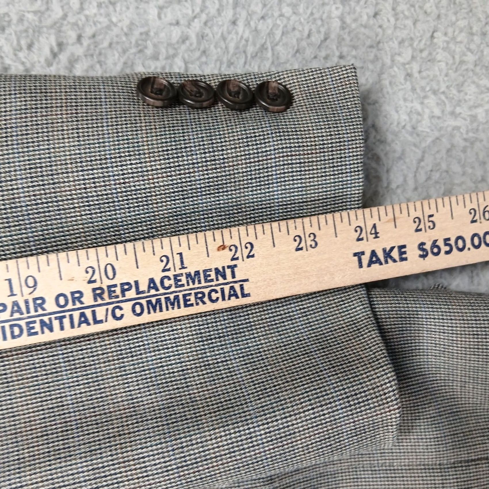 Ralph Lauren Lauren Ralph Lauren Blazer Sport Coat Mens 44S Gray Silk Wool Blend Herringbone Button Notched Lapels Pockets 2-Button Outfit Business Casual Size 44R - 7 Thumbnail