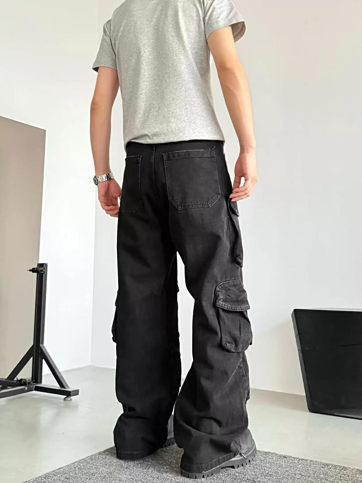 Other Black Cargo Wide Leg Baggy Jeans Size US 32 / EU 48 - 4 Thumbnail