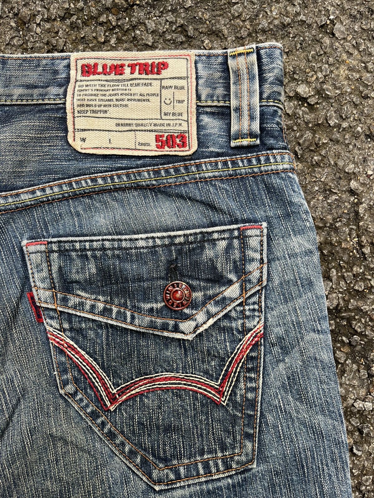 Japanese Brand Edwin 503 Boot Cut Denim Rusty Clawmark Jeans Faded Blue Size US 34 / EU 50 - 13 Thumbnail
