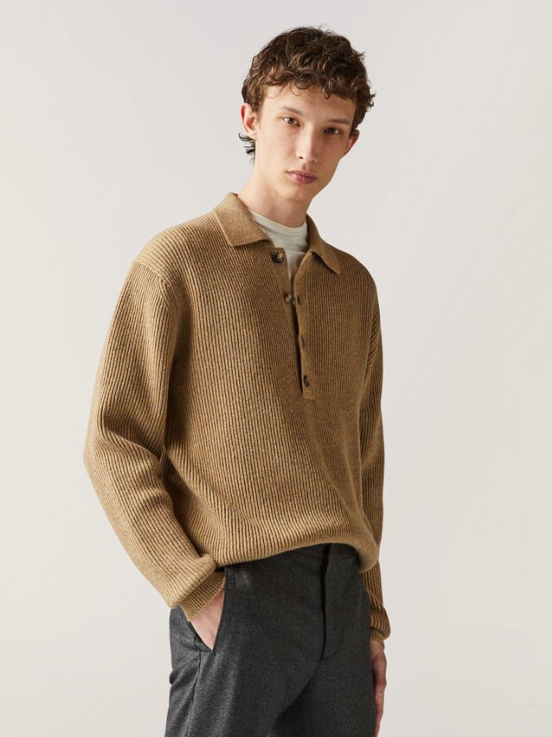 Loro Piana o1w1db10724 Leth Cashmere Polo Shirt in Brown Size US M / EU 48-50 / 2 - 4 Thumbnail