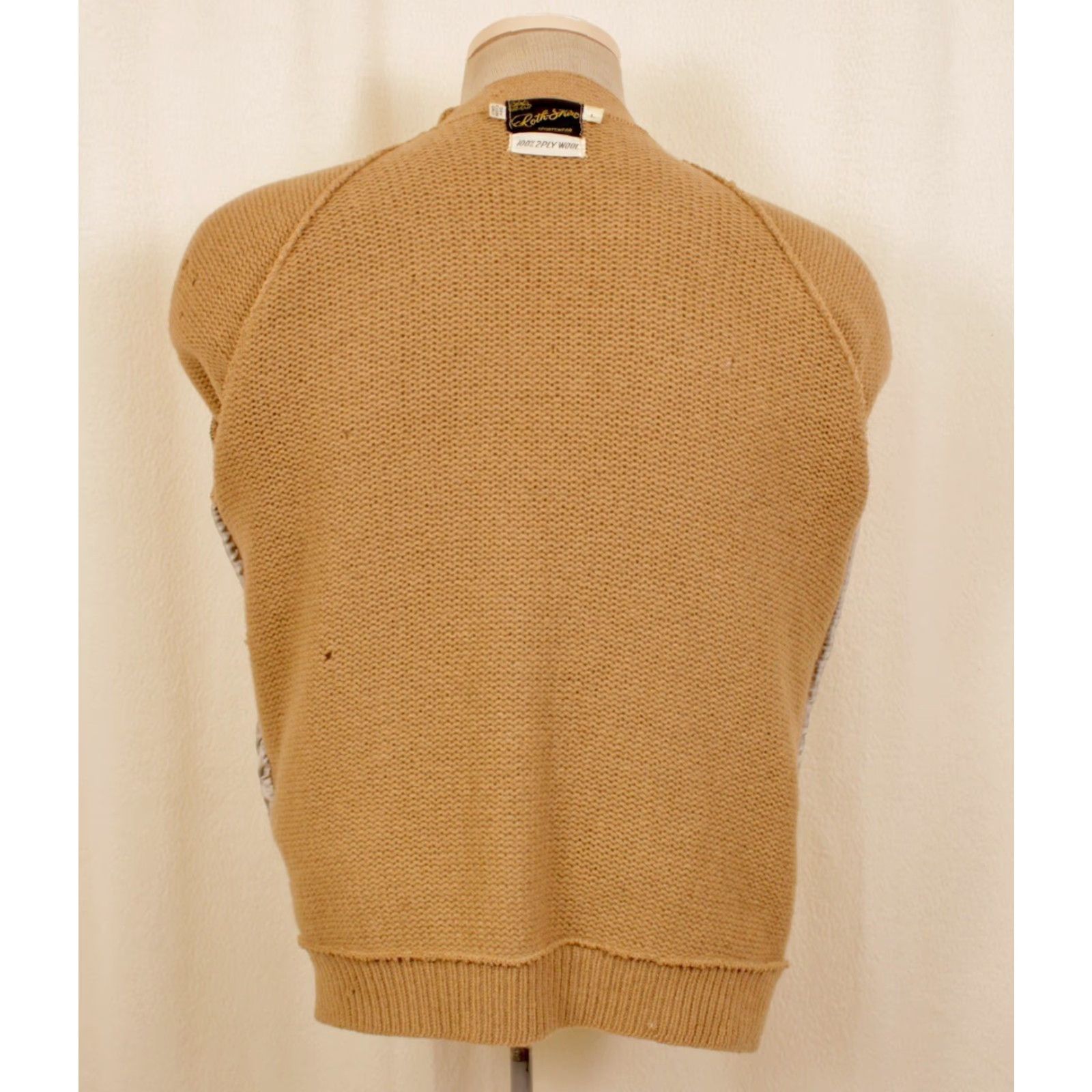 Vintage VINTAGE Roth-shire Wool Cardigan 1960s 50s 60s Orange Beige Sz L Mens Knit Sweater Size US L / EU 52-54 / 3 - 3 Thumbnail