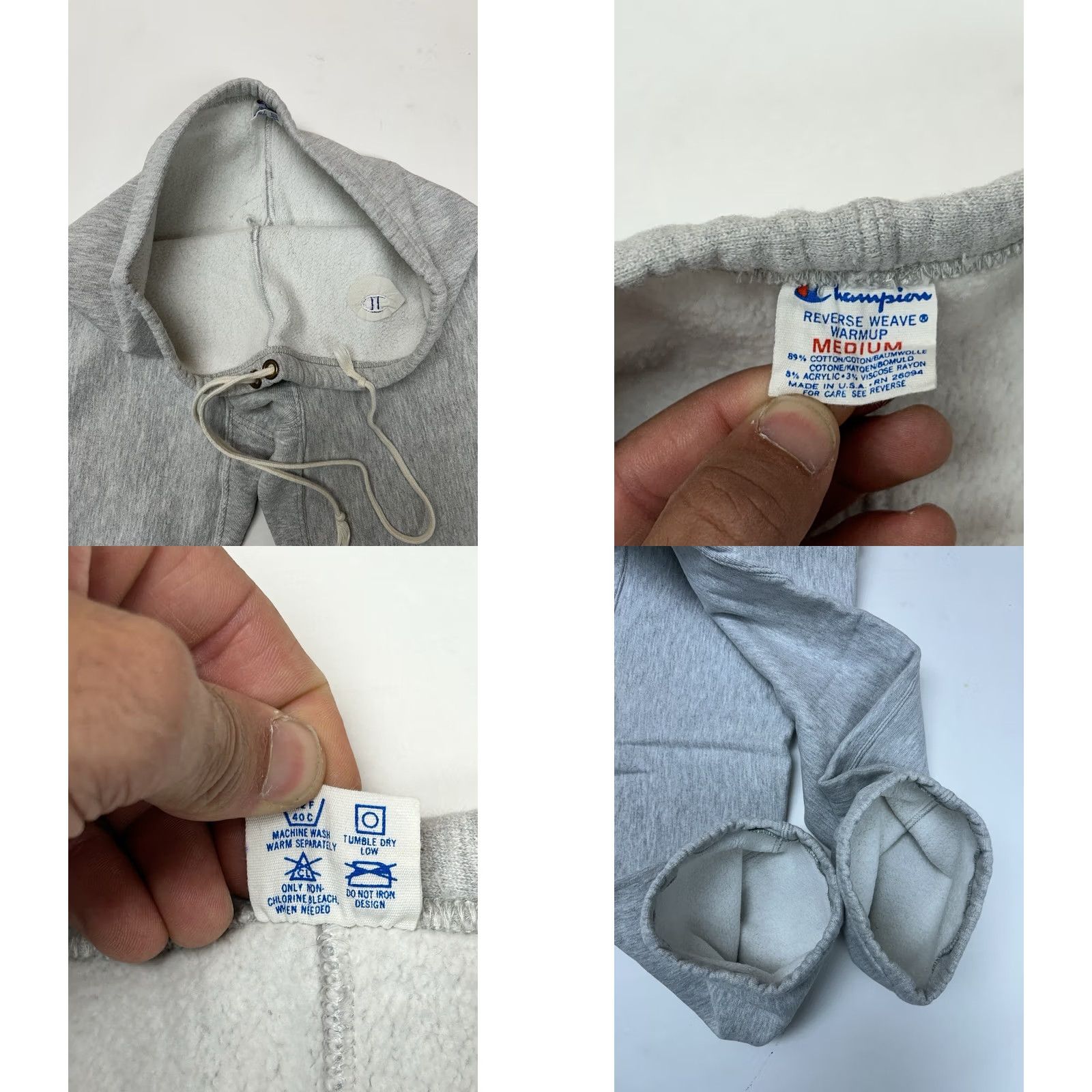 Champion VINTAGE Champion Sweatpants 80s Gray Joggers Drawstring Medium Pants Reverse Weave Size US 31 - 8 Thumbnail