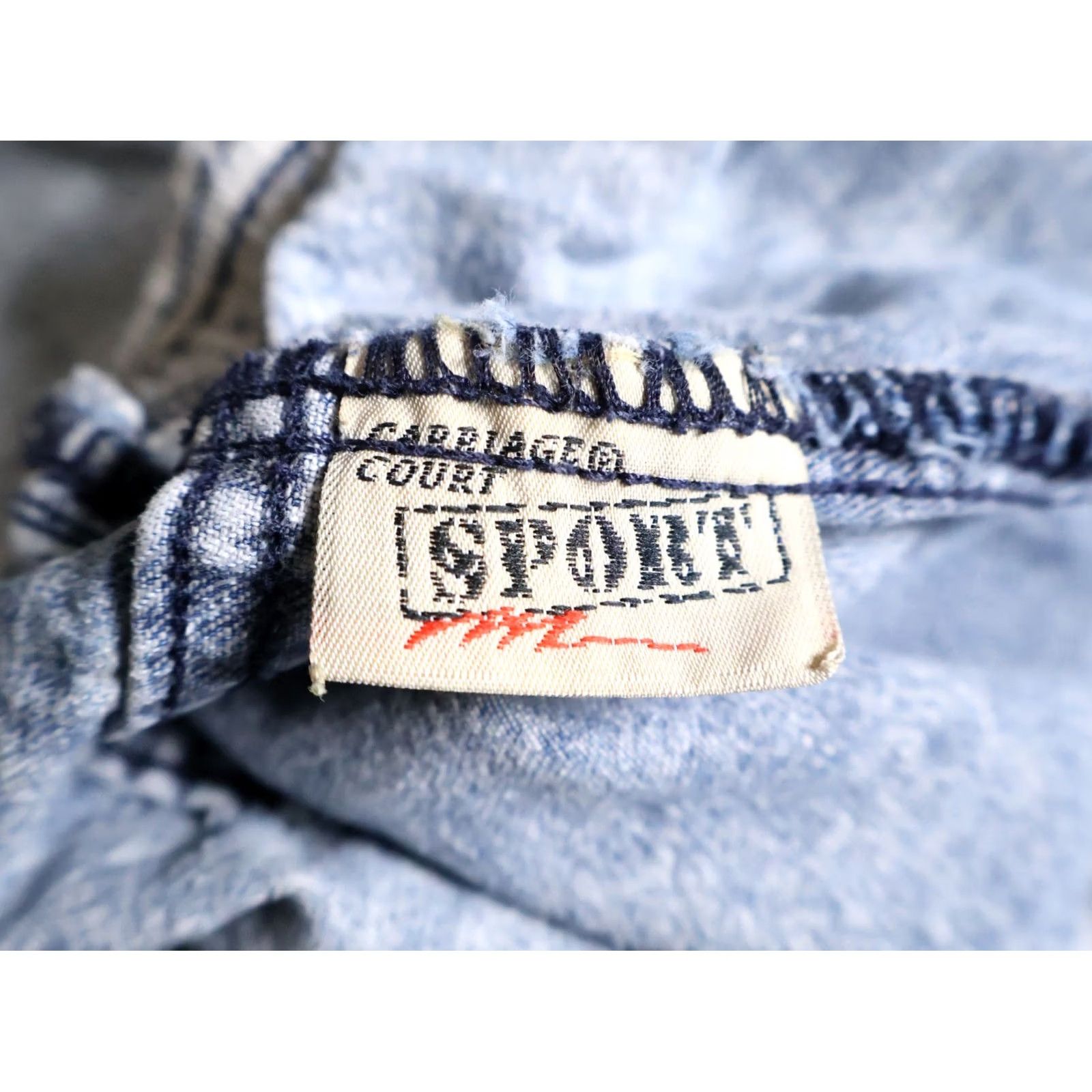Vintage VINTAGE 80s High Waisted Jean Shorts Women's 14 Shorts 28 x 13 Elastic Waist Acid Wash VTG Carriage Court Denim Blue Womens Size 36" / US 14 / IT 50 - 3 Thumbnail