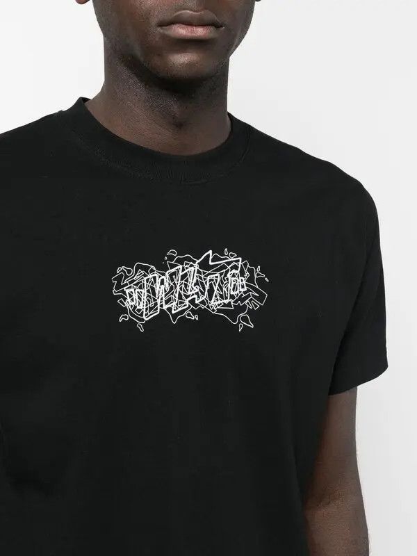 Off-White o1y0325 Logo Crewneck T-Shirt in Black Size US XXS / EU 40 - 2 Thumbnail