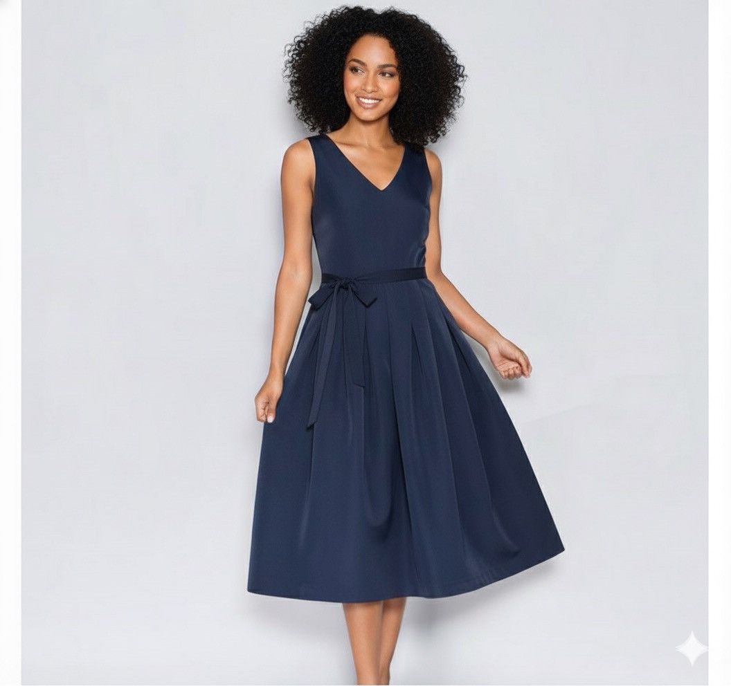 Vintage Vintage Navy Silk Taffeta Party Dress Size 8 Size M / US 6-8 / IT 42-44 - 2 Thumbnail