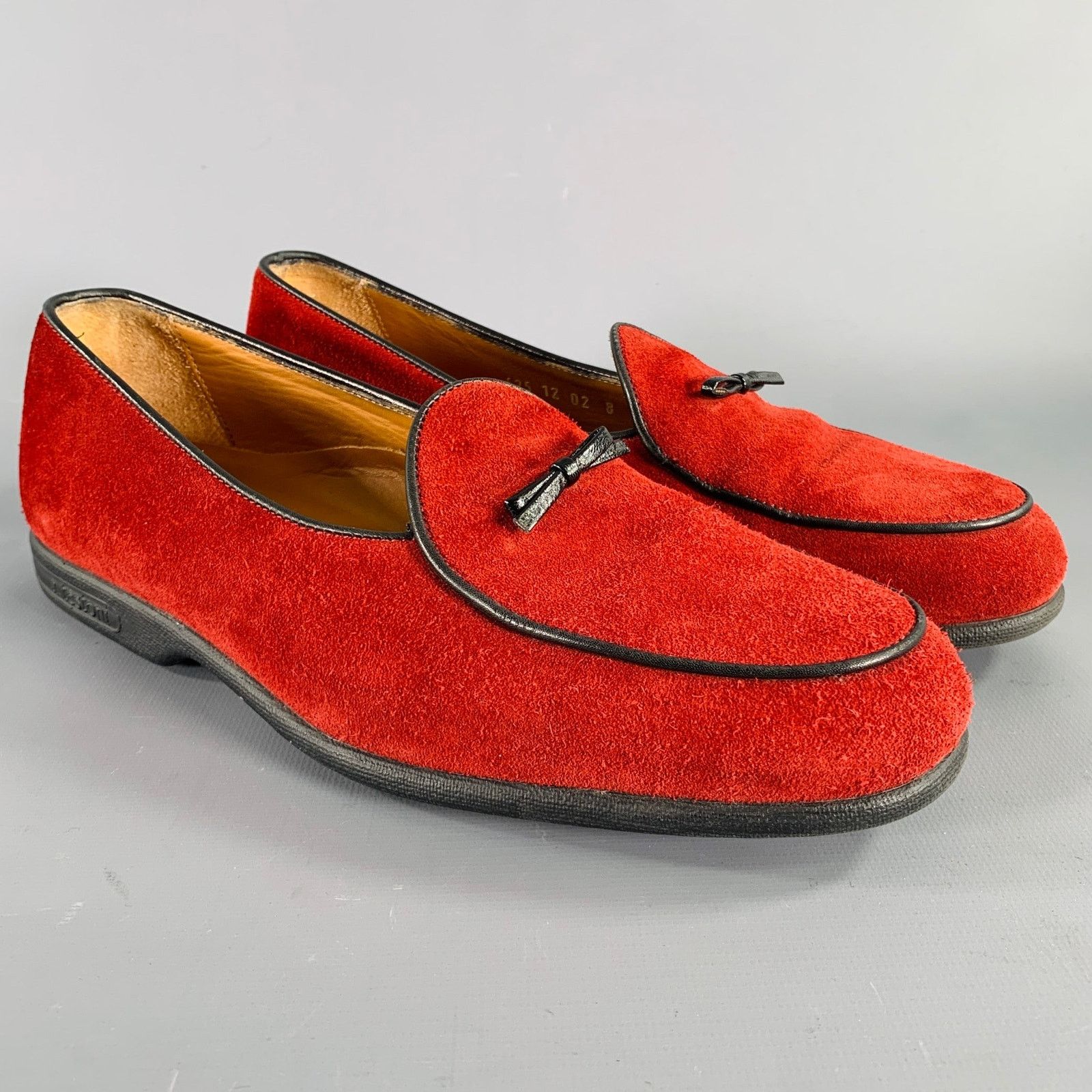 Testoni 8 Burgundy Black Contrast Trim Suede Slip On Loafers Size US 8 / EU 41 - 1 Thumbnail