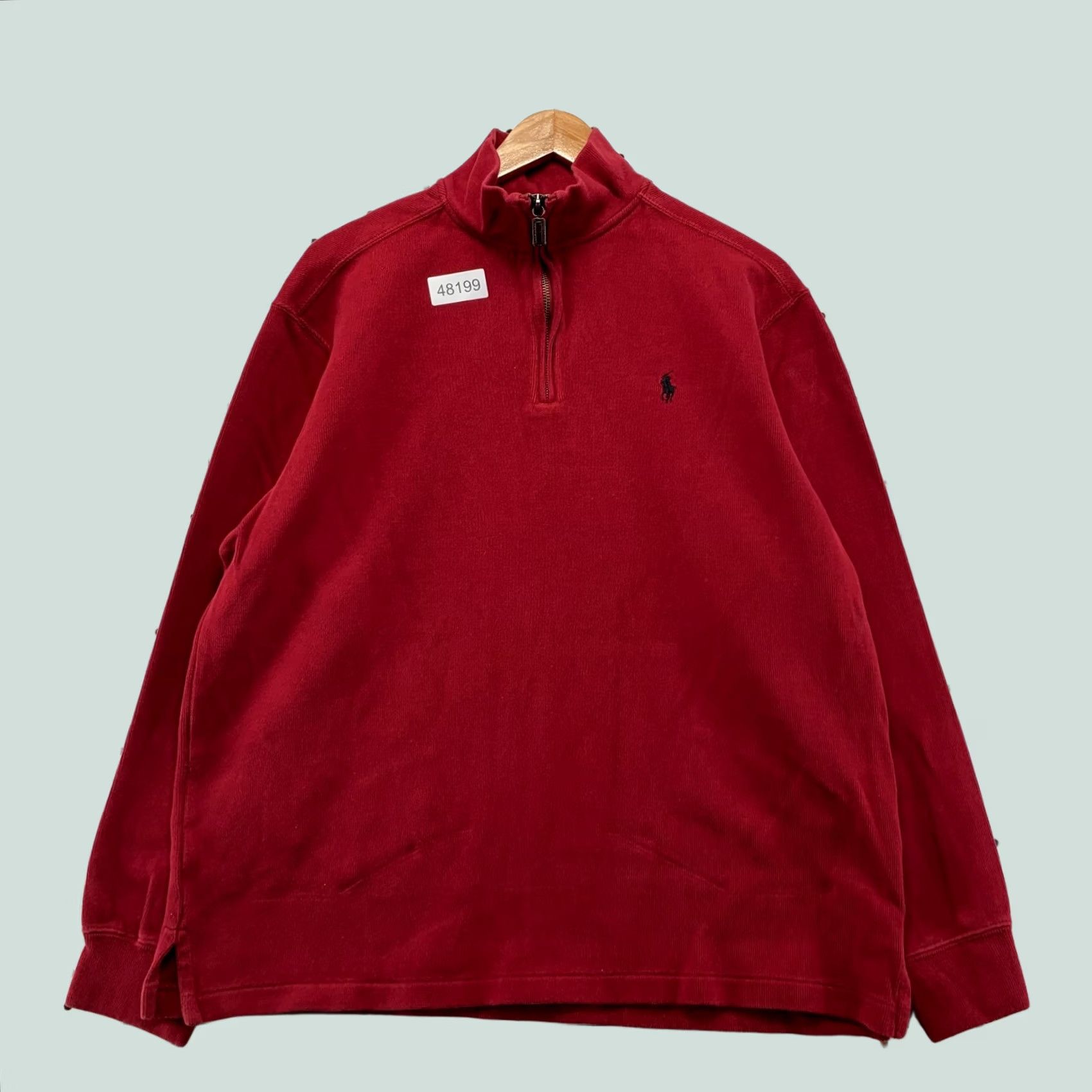 Polo Ralph Lauren Polo Ralph Lauren Quarter 1/4 Zip Sweater Mens Large Red Mock Neck Preppy Shirt Size US L / EU 52-54 / 3 - 1 Thumbnail