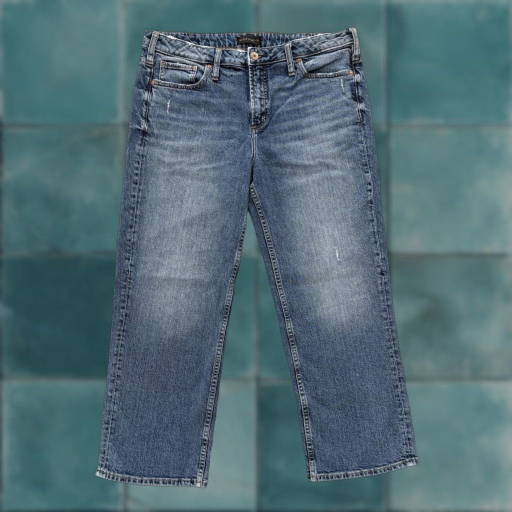Silver Jeans Co. VINTAGE Silver Jeans Eyes On Wide Womens Jeans 32x26 Blue Relaxed Wide-Leg Crop Stretch Denim Womens Size 24" / US 00 / IT 34 - 1 Thumbnail