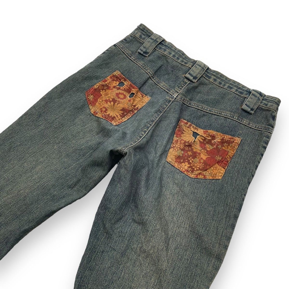 If Six Was Nine × Japanese Brand × Le Grande Bleu (L.G.B.) 🇯🇵 VINTAGE JAPANESE SUPER FLARE REWORKED RUSTY DENIM PANTS Size 30" / US 8 / IT 44 - 7 Thumbnail