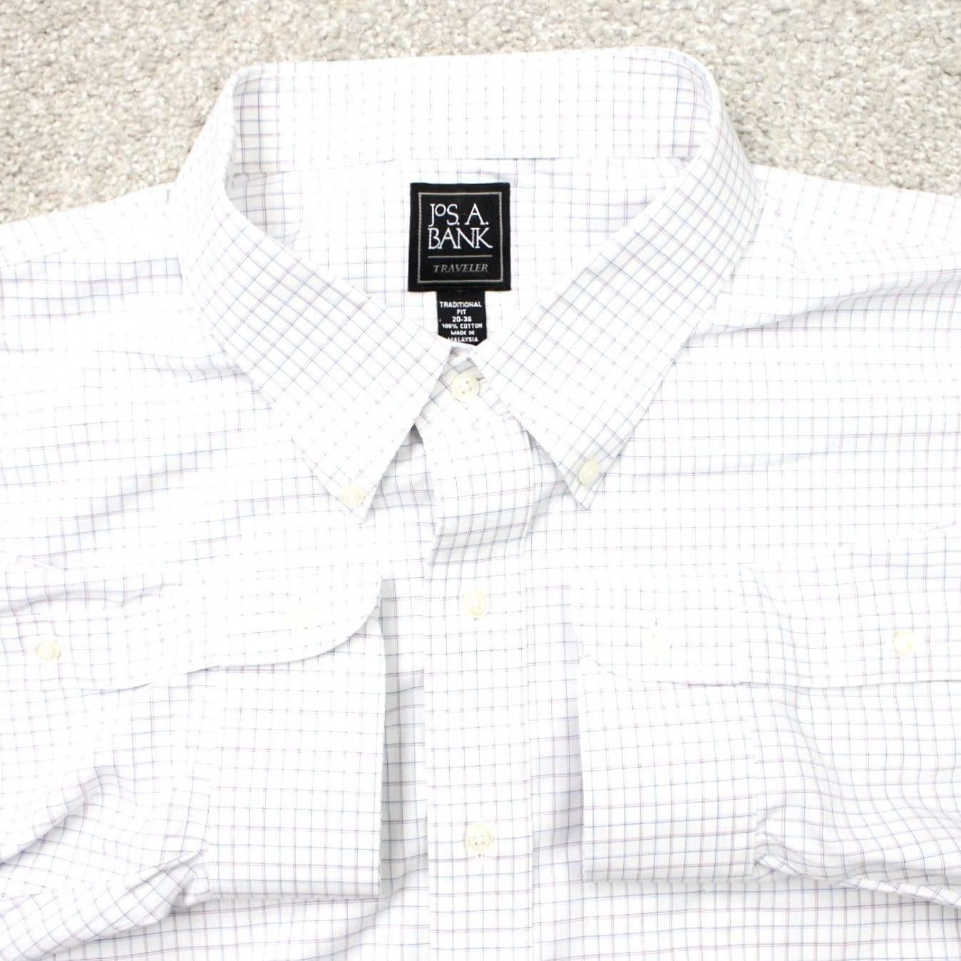 Jos. A. Bank Jos. A. Bank Shirt Mens 20 Blue/White Traveler Traditional Fit Cotton L/S Dress Shirt Size US XXL / EU 58 / 5 - 2 Thumbnail