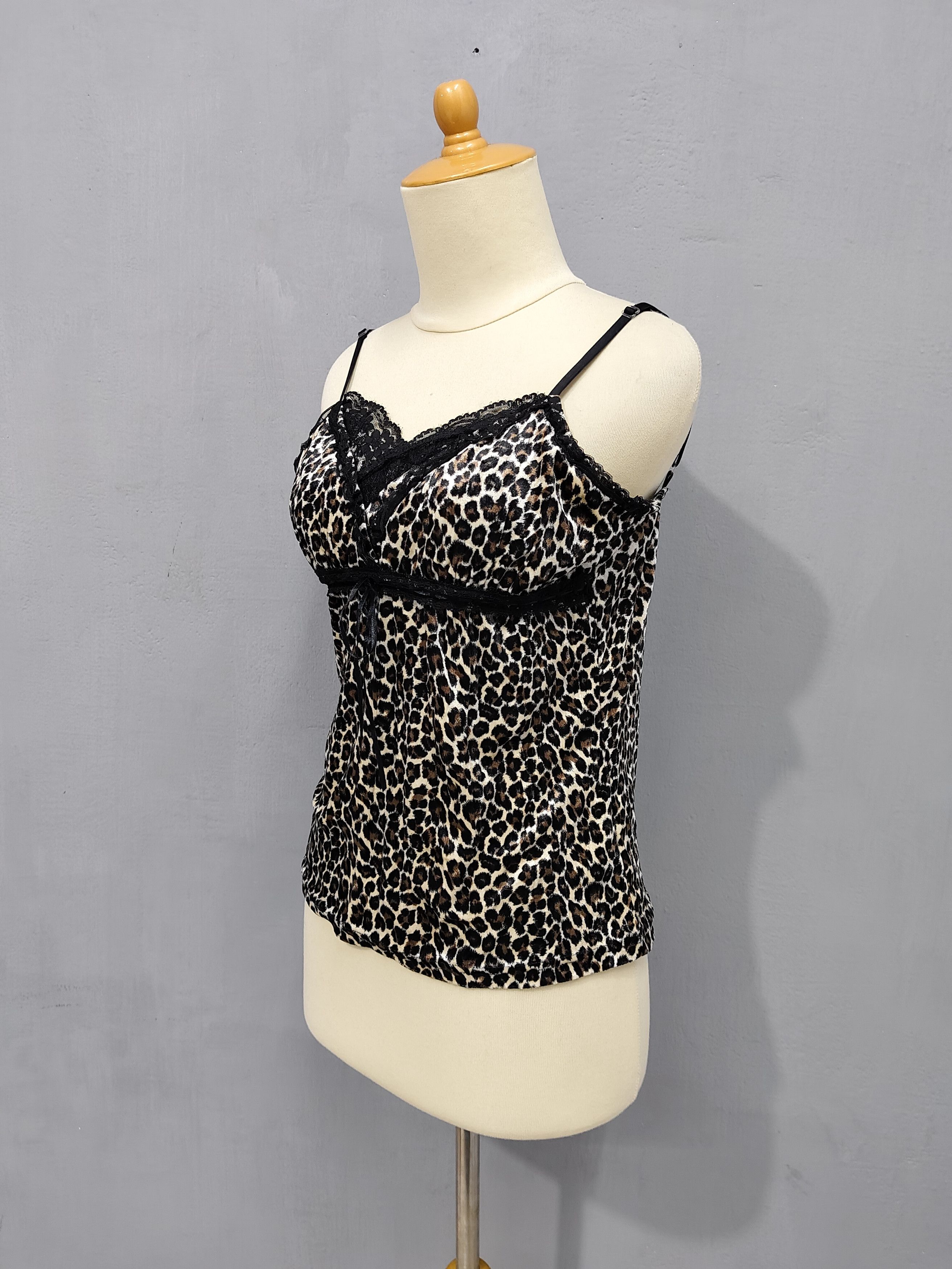 Japanese Brand ALBUM🇯🇵 Glam Rock Leopard Print Lace Trim Babydoll Size M / US 6-8 / IT 42-44 - 3 Thumbnail