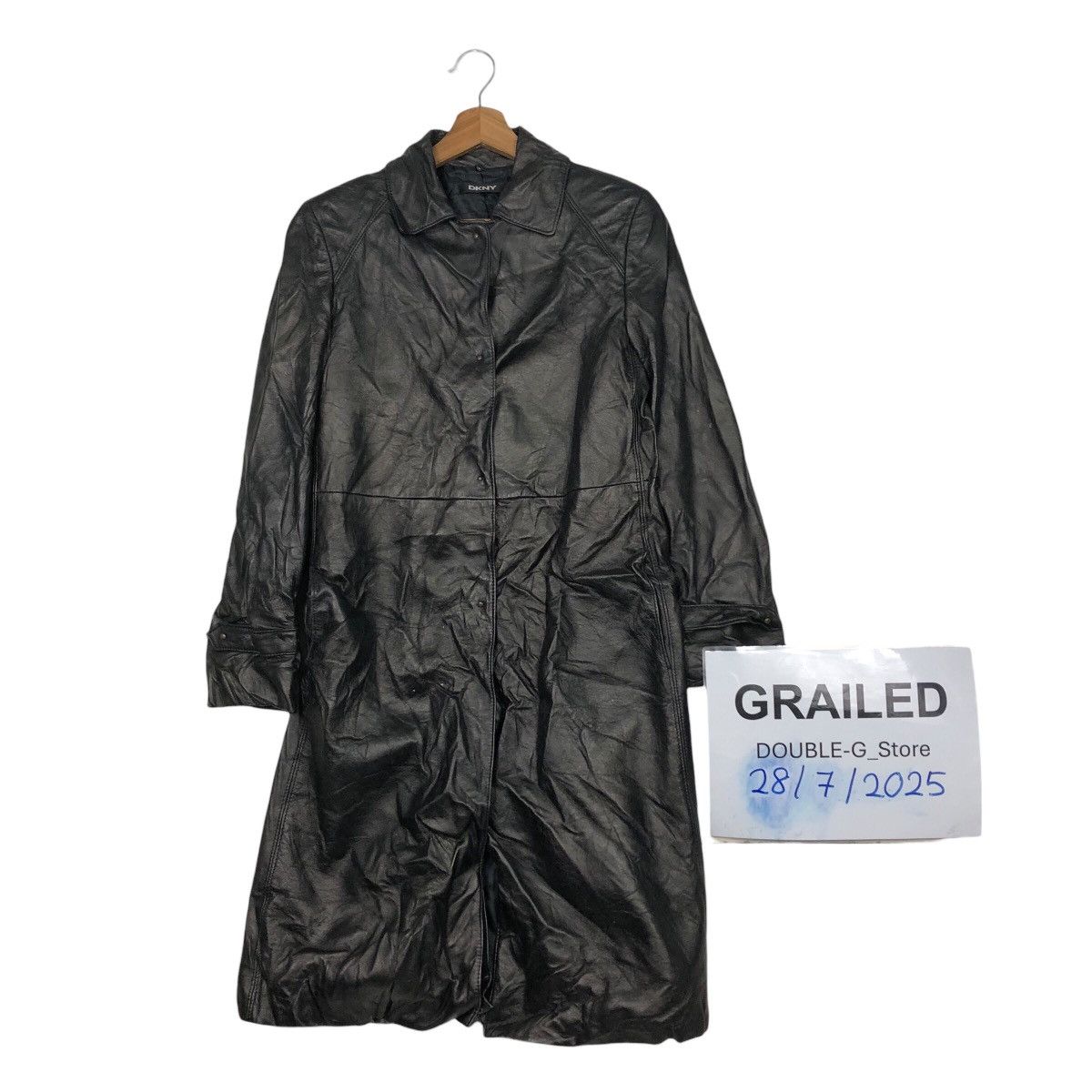 DKNY 📌Rich Black Vintage Leather Long Jacket DKNY Bondage Belted Size US M / EU 48-50 / 2 - 1 Thumbnail
