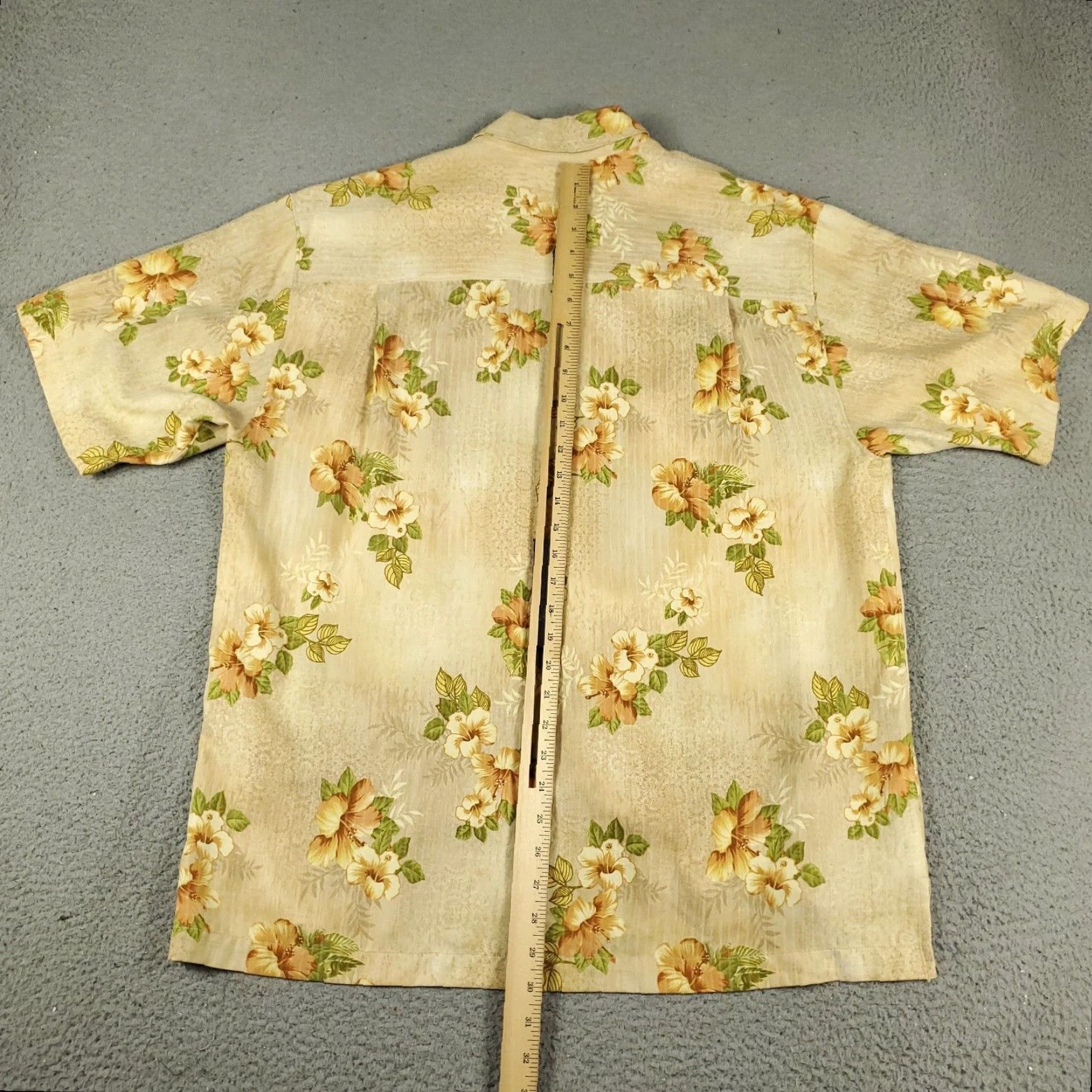 Tommy Bahama Tommy Bahama Mens Large Beige Silk Hawaiian Floral Button-Up Short Sleeve Shirt Size US L / EU 52-54 / 3 - 3 Thumbnail