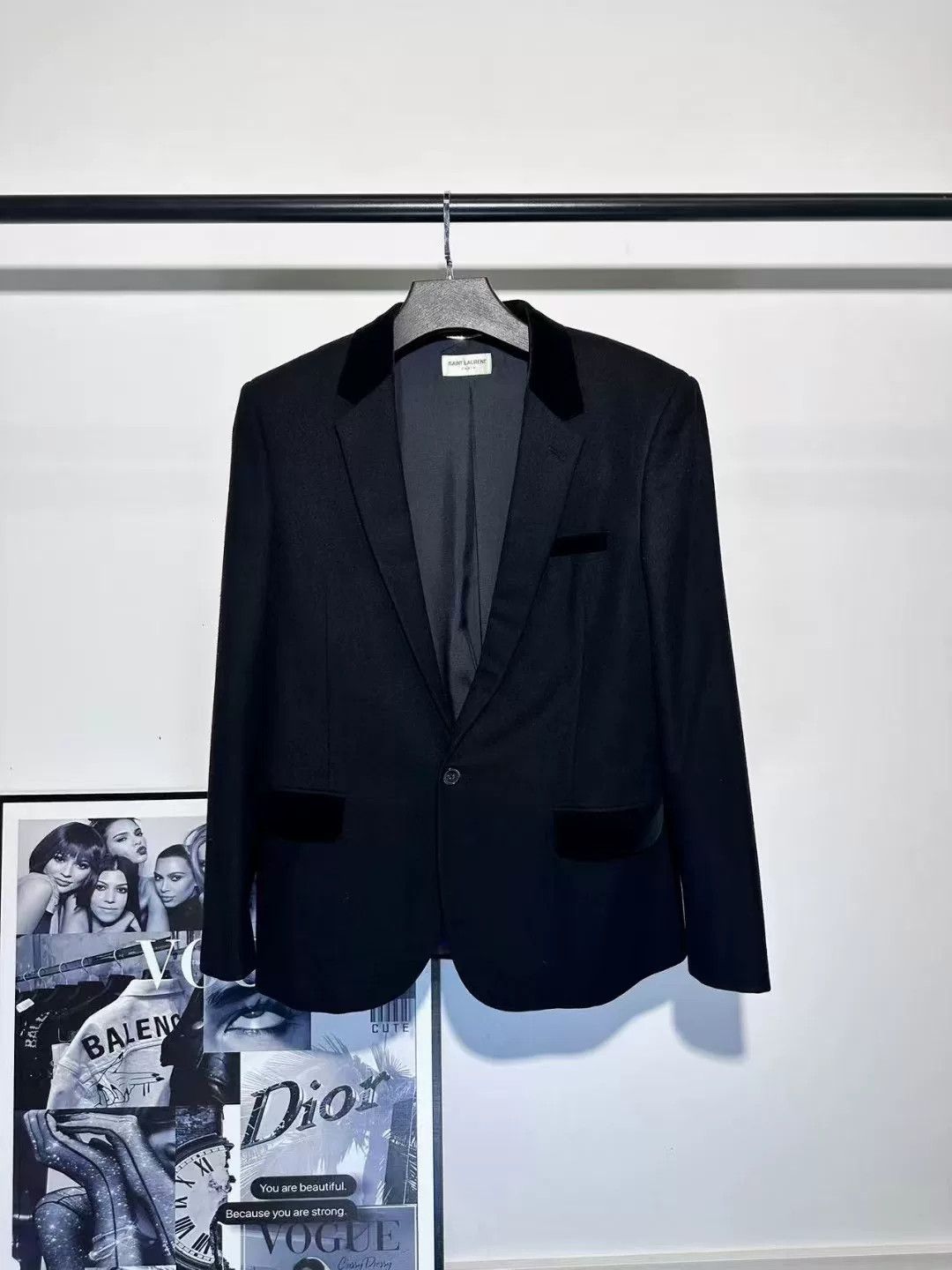 Saint Laurent Paris Saint Laurent Black Velvet Lapel Blazer Size US M / EU 48-50 / 2 - 1 Thumbnail