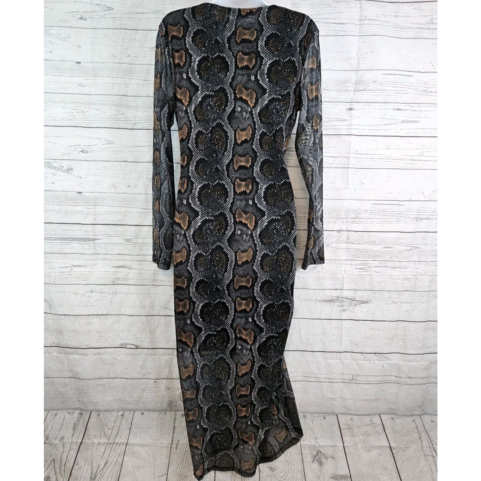 Allsaints AllSaints Norma Snakeskin Print Dress Sz 10 Black Long Sleeve Womens Midi Sheath Vintage No 10 11 Size L / US 10 / IT 46 - 4 Thumbnail