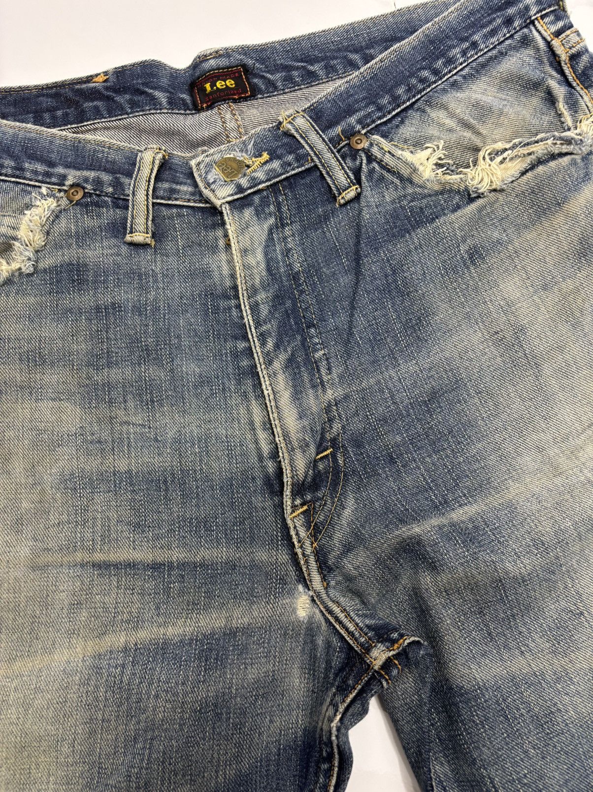 Lee 🔥VINTAGE LEE RIDERS HALF SELVEDGE DISTRESSED DENIM BAGGY Size US 33 - 8 Thumbnail
