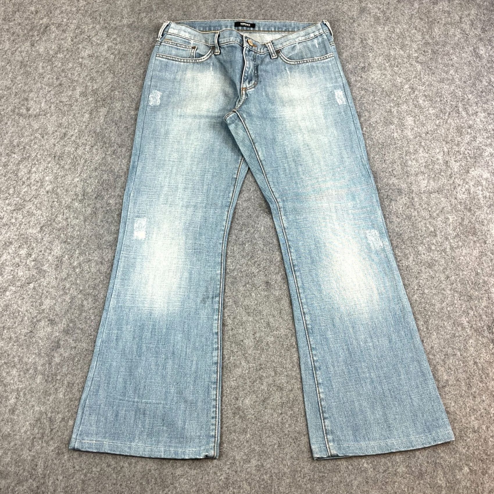 Versace Versace Womens Jeans Baggy Flare 32 28 UK 12 Low Rise Versace Spellout Sequins Jeans Size 34" / US 12 / IT 48 - 2 Thumbnail