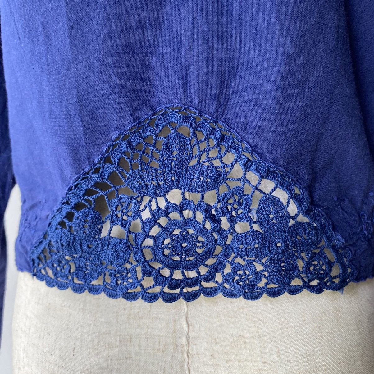 Issey Miyake I.S. Issey Miyake Navy Embroidered Lace Blouse Size L / US 10 / IT 46 - 6 Thumbnail