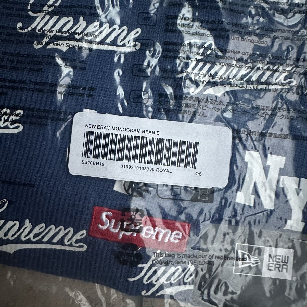 New Era × Supreme Supreme New Era Monogram Beanie Royal Size ONE SIZE - 3 Thumbnail