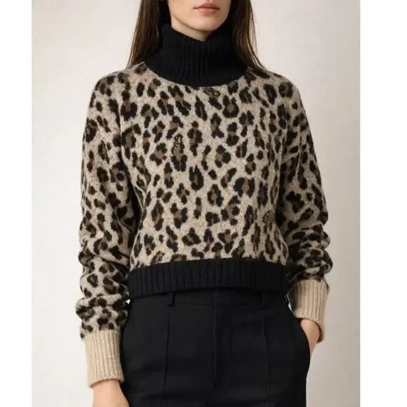 Sacai Sacai Leopard Print Alpaca Wool Sweater Medium Turtleneck Size M / US 6-8 / IT 42-44 - 1 Thumbnail