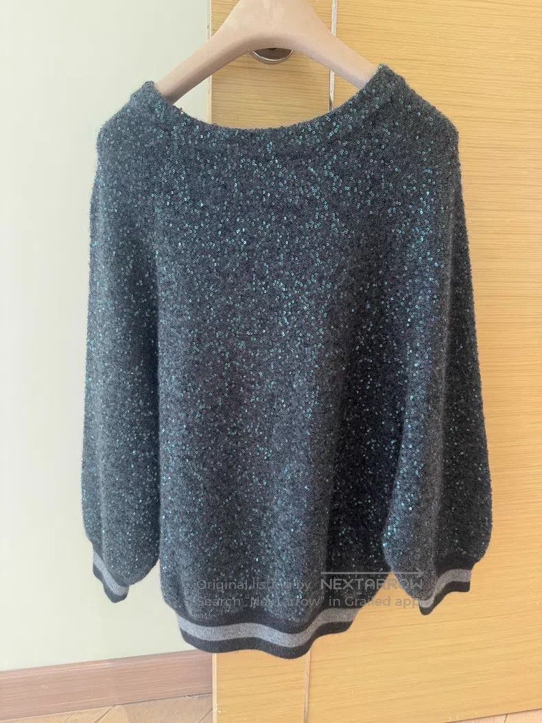 Brunello Cucinelli Brunello Cucinelli Heavy Sequin Knit Top Size S / US 4 / IT 40 - 3 Thumbnail